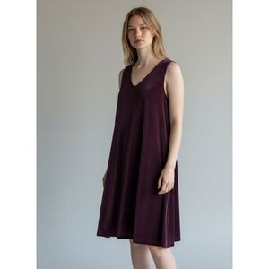 Ghost London Purple Viscose V-Neck Sleeveless Midi Dress Made in England Size M